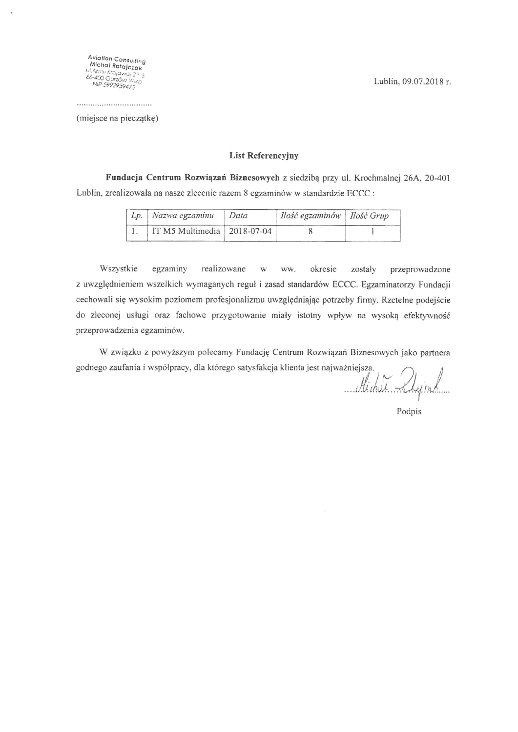 Aviaton Consulting-reference-CRB Lublin-Business Solutions Centre